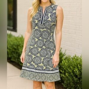 Maggy London Lime Green‎ Floral Fit & Flare Knee Length Dress